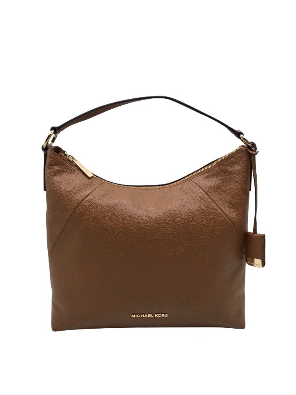 Michael Kors Brown Pebbled Leather Karson Shoulder Bag
